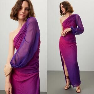 Rocco Sand one shoulder purple ombre dress. Size large